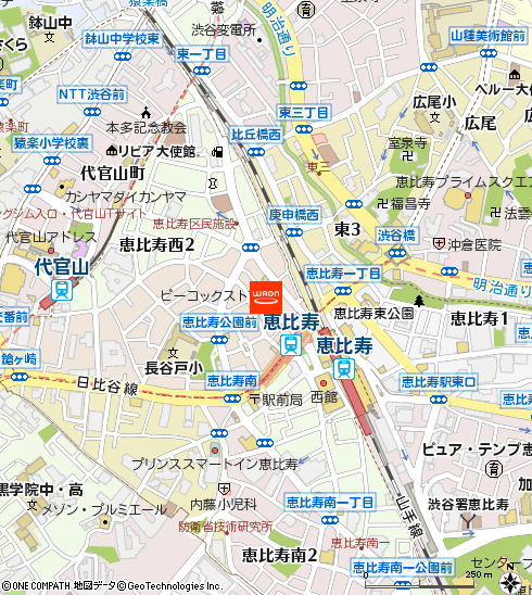 ピーコックストア恵比寿店付近の地図